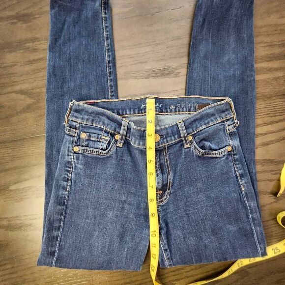 7 For All Mankind Soft Stretch Skinny Jeans medium Dark Wash High Rise Womens 27 - Picture 6 of 8